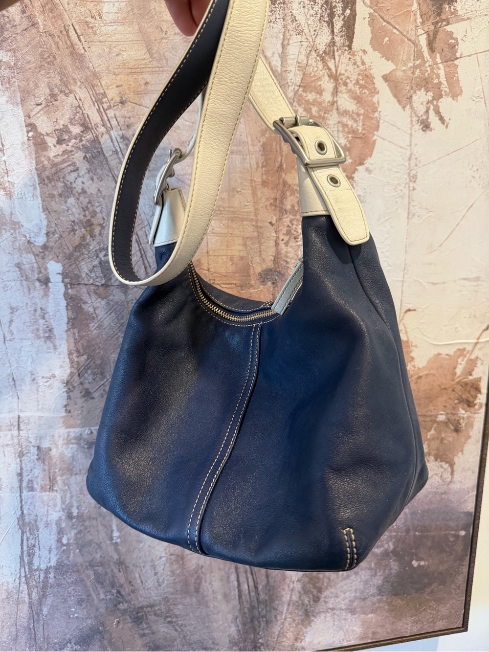 Coach 9566 Legacy Vintage Navy Leather Convertible Crossbody Shoulder Bag VGC